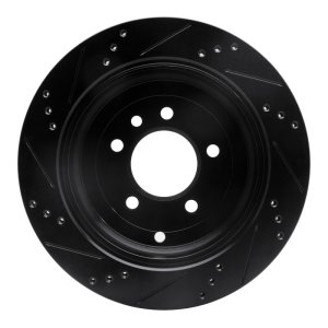 Land Rover LR3 Brake Rotor (1) - Rear Right - R1 Concepts - Drilled & Slotted - Black - `05-`07